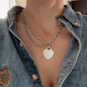 RARE Tiffany & Co. Heart Tag Return to Tiffany Double Chain Link Necklace